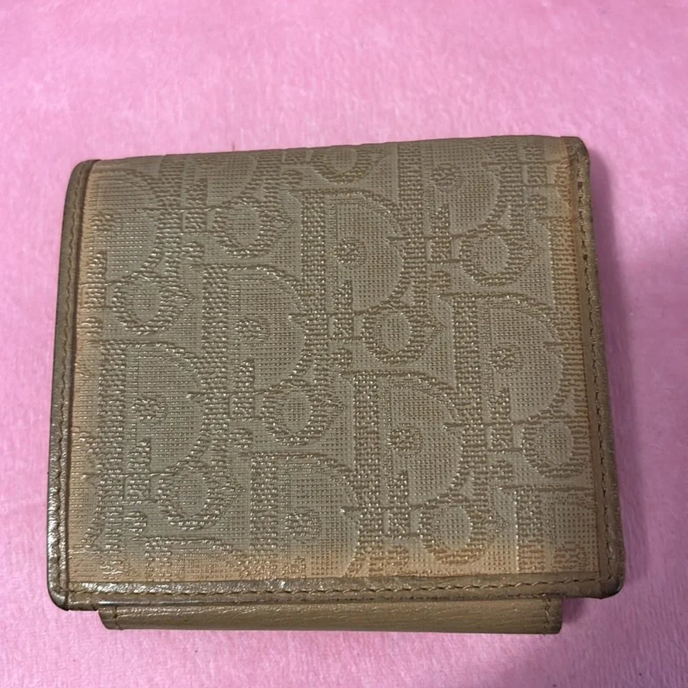 Christin Dior Tan Compact Wallet with wallet snap